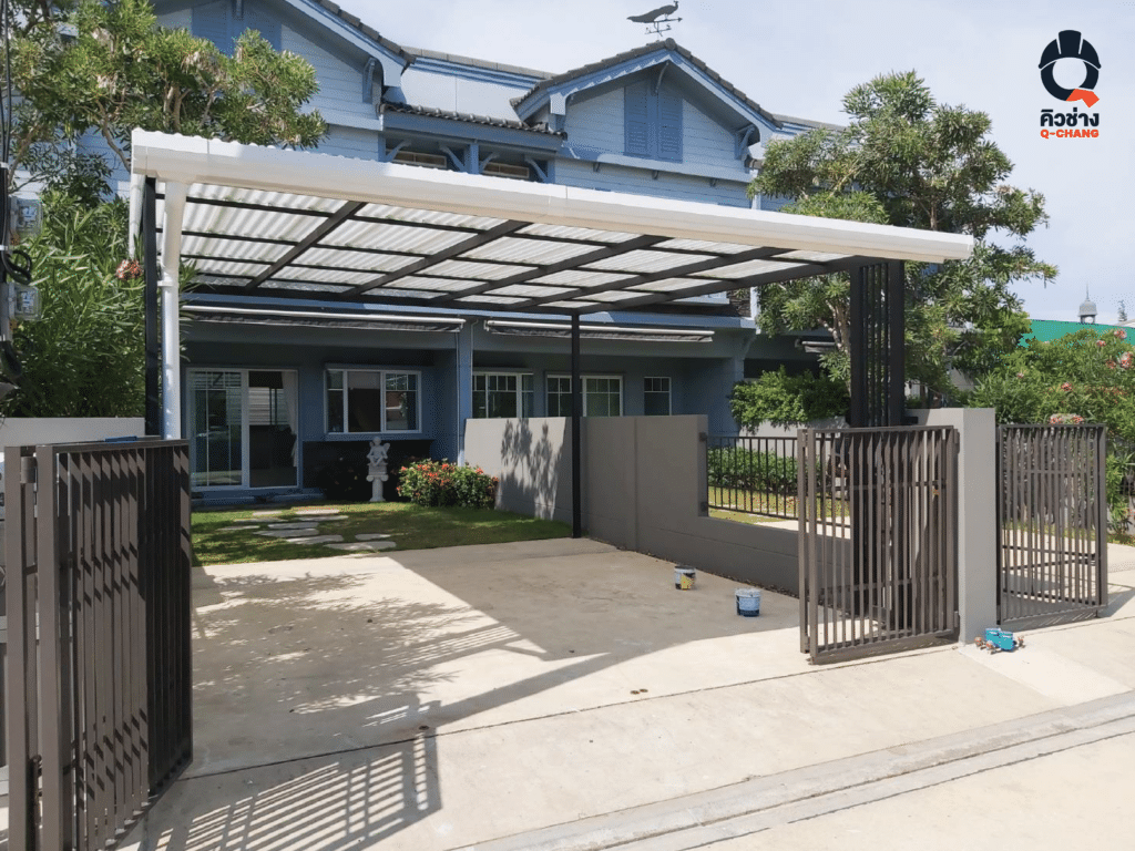 บริการติดตั้งหลังคาโรงรถ-กันสาด ใช้วัสดุคุณภาพพร้อมรับประกันงานหลังติดตั้ง