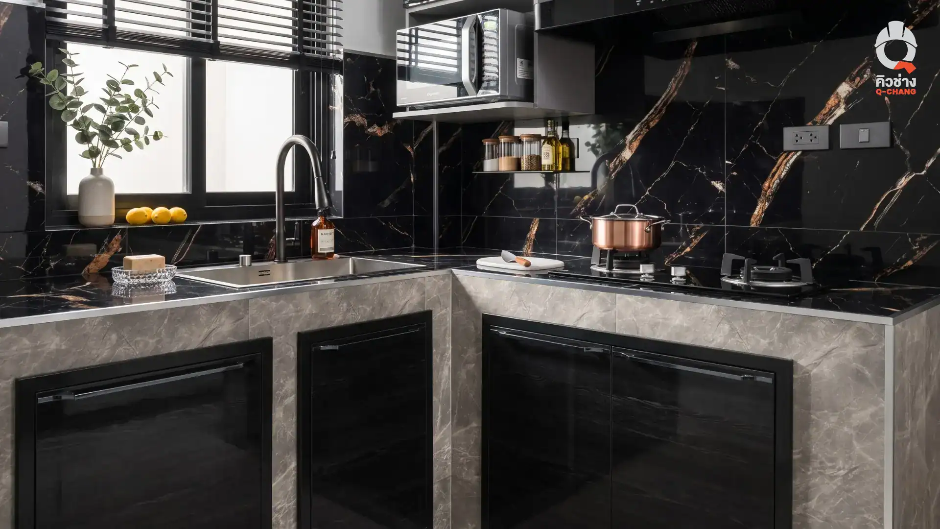 ครัวเปิดสไตล์ Luxury หินอ่อน